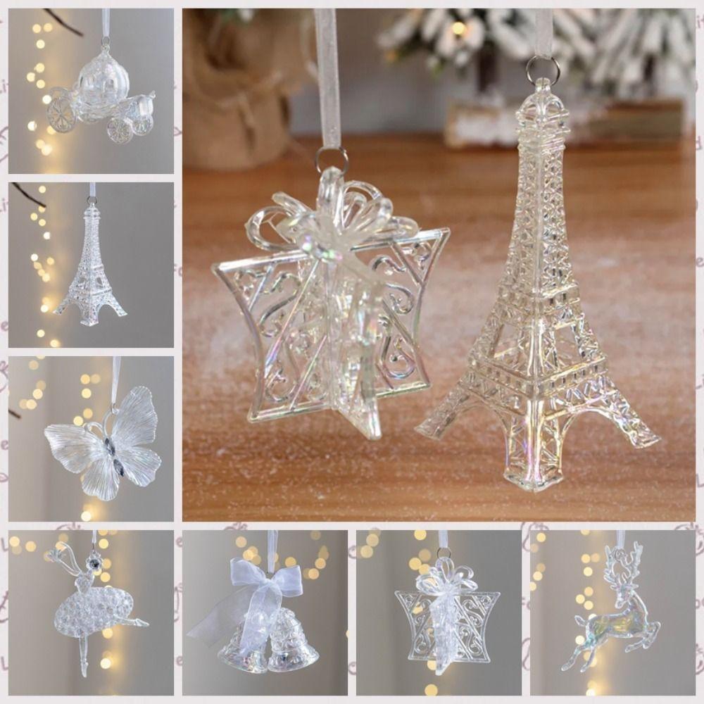 Acrylic Butterfly Christmas Tree Pendant Decorative Xmas Hanging Ornaments  Party Decor