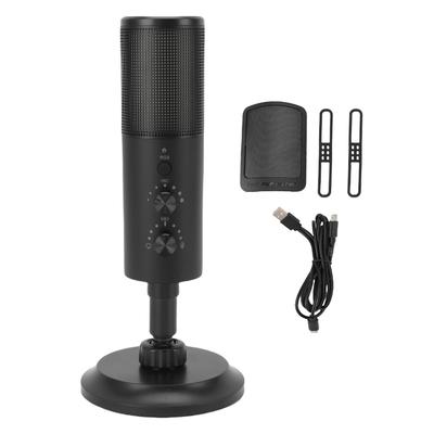 Microphone USB avec Lumière RGB Microphone Cardioïde pour Ordinateur Téléphone Mobile Streaming en Direct