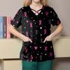 Women's Fashion  V-Neck Short Sleeve Overalls Double Layer Pocket Printed Tops  Apparel