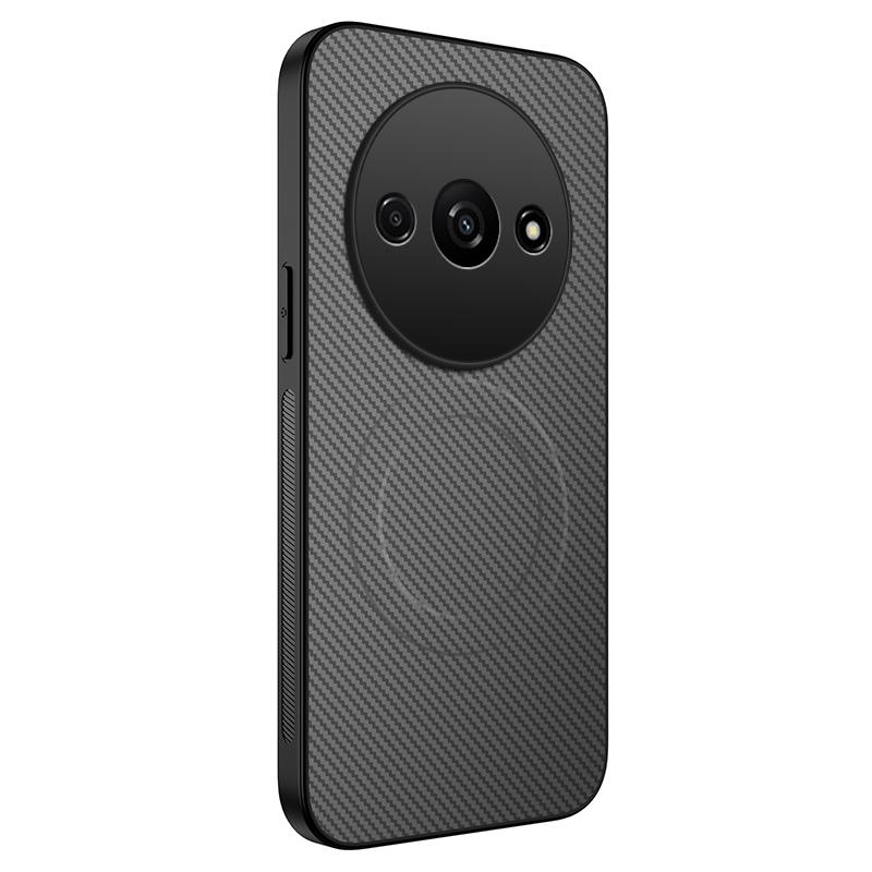 

For Xiaomi Redmi A3 4G Case Compatible with MagSafe WANLONFENG TQ Series Carbon Fiber Texture PC TPU Phone Cover Grey