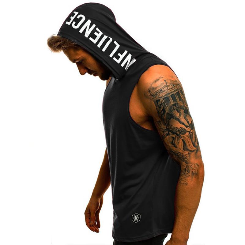Men's Gym Pullover Vest Sleeveless Casual Hoodie Hooded Tank Tops Muscle T-Shirt