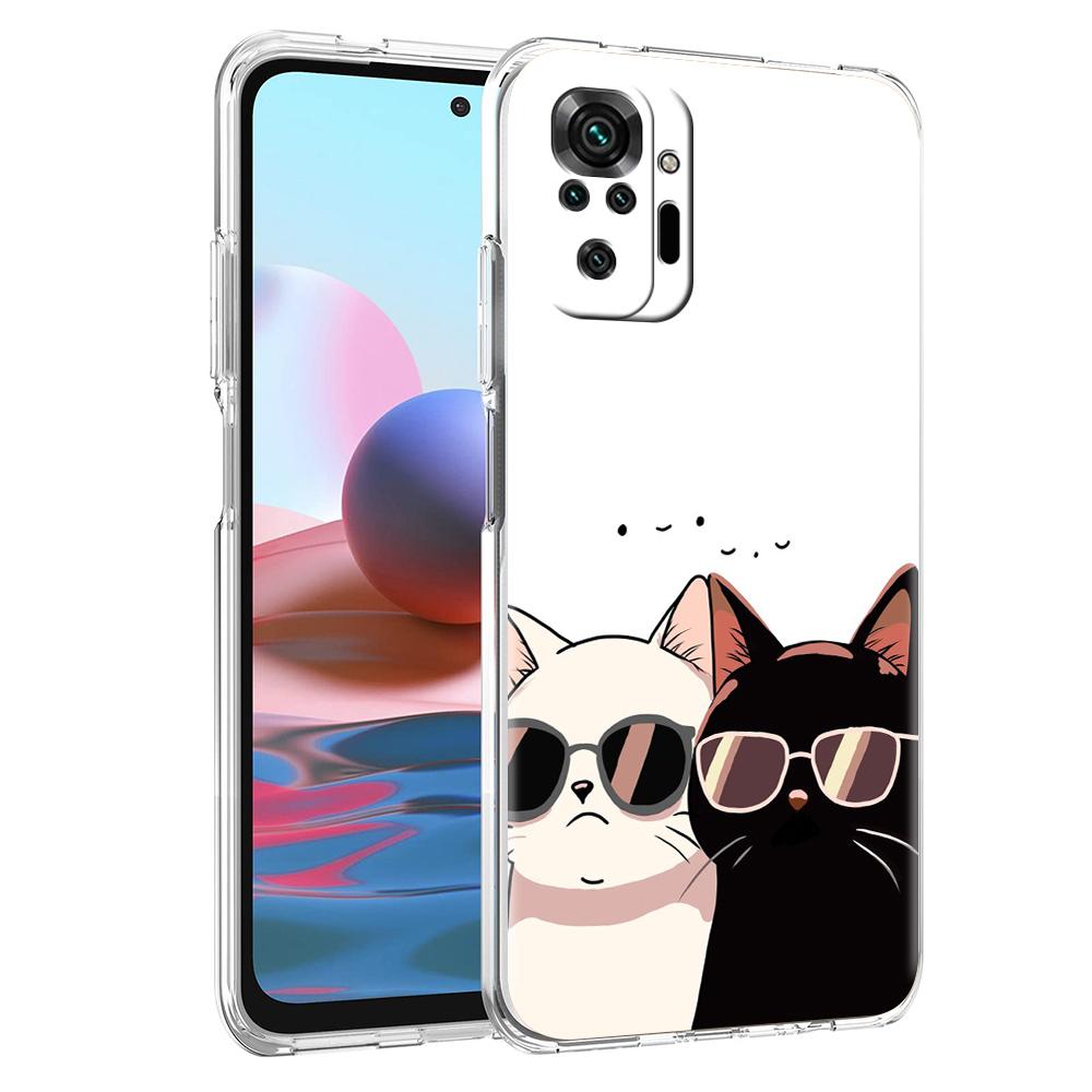 

Прозрачный чехол для телефона для Redmi 13C 12C 10C Note 13 12 11 11T K40 Gaming Plus Pro 4G 5G Мягкий ТПУ корпус Мультяшный Черный Кот Пара Note 12 Pro