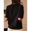 Slimming three-dimensional embroidered pleated soft lightweight breathable women's round-neck short-sleeve T-shirt