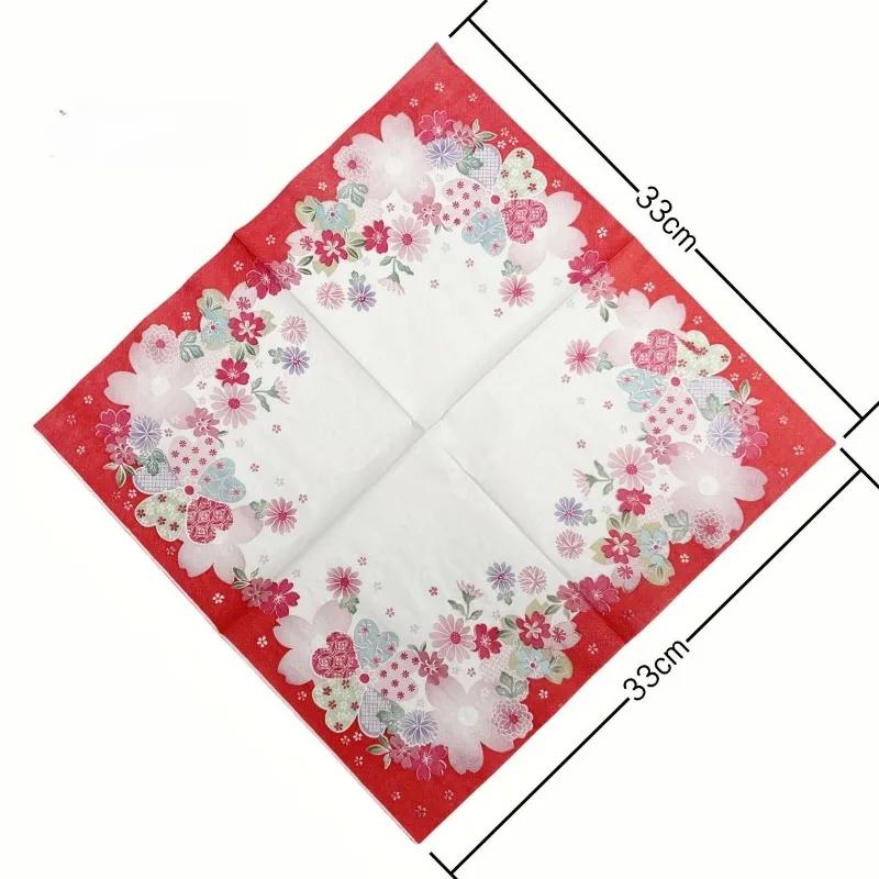 20ks/Pac 33*33cm 2-vrstvové jednorázové párty obrúsky s kvetinovým vzorom