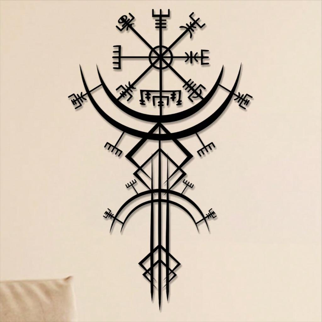 One Piece Handmade Norse Viking Wall Art Rune Decor Metal Craft Home Hanging Gift For Museum Nordic Mythology Theme Restaurant