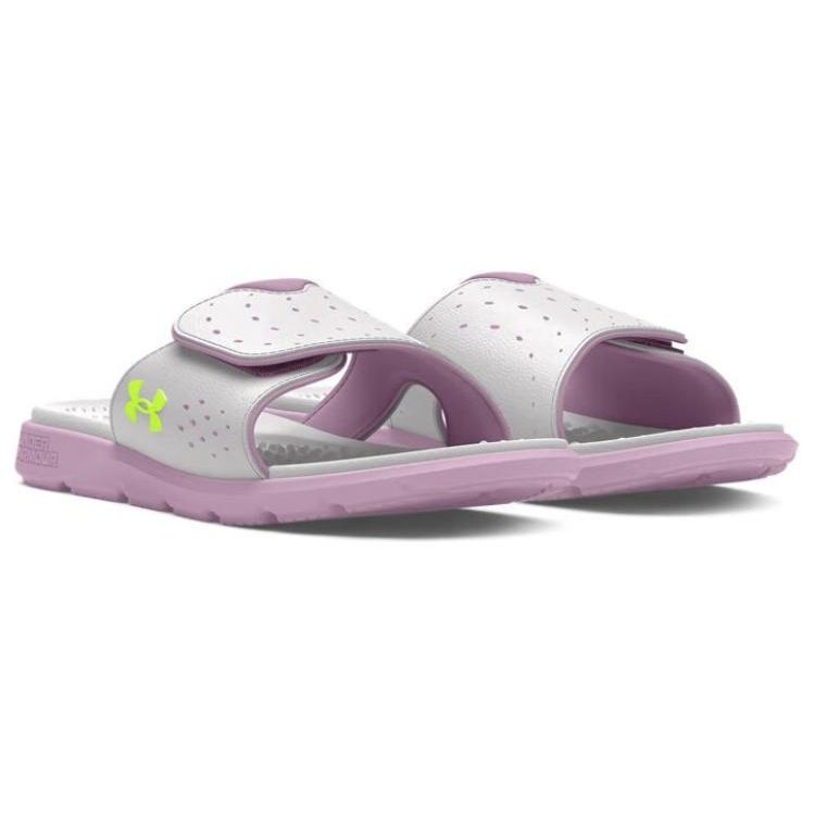 Under Armour Ignite Pro Slide Distant Grey Purple Ace Women Sneakers High-Vis-Yellow 3026027-102