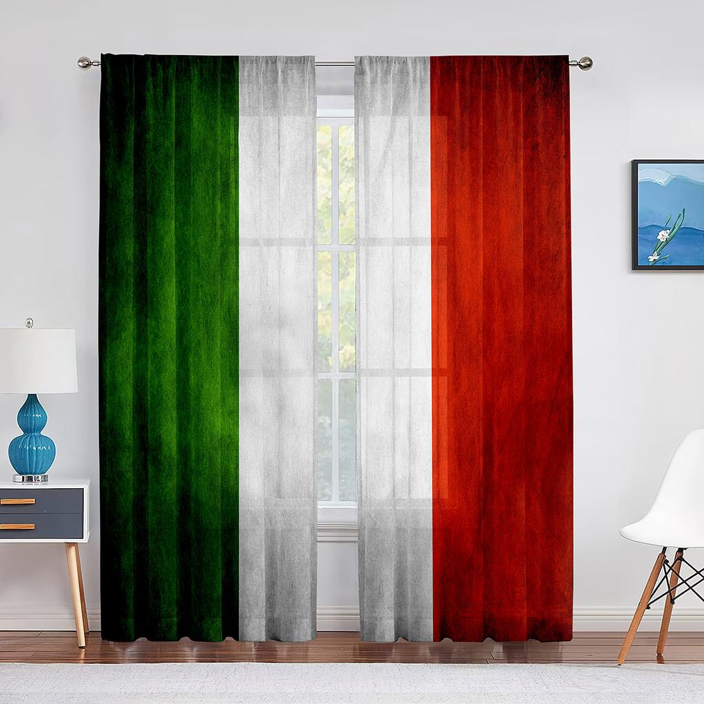 Tüllvorhang mit amerikanischer Flagge zum Unabhängigkeitstag für Schlafzimmer, Fensterdekoration, Wohnzimmer, USA-Streifen, Chiffon, transparente Vorhänge