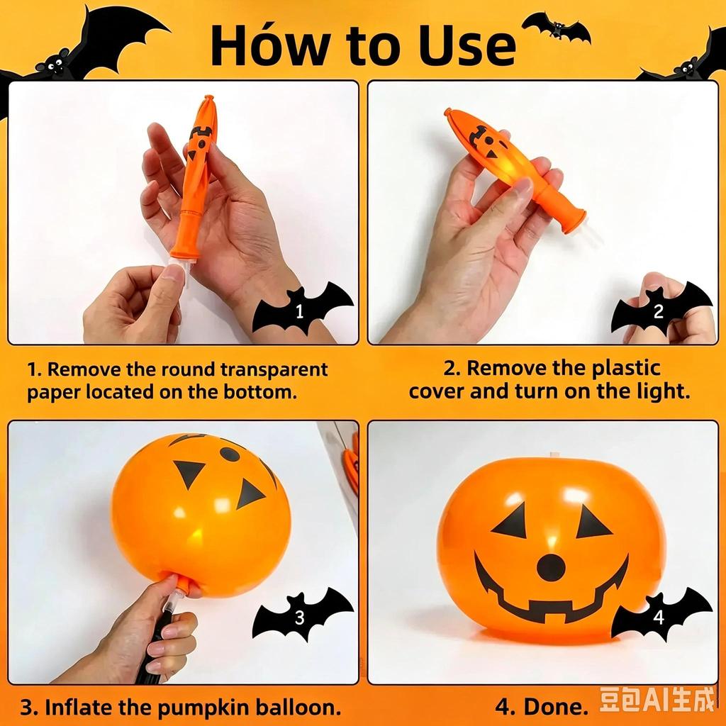 Set of 5 LED Pumpkin Balloon Lights – Halloween Party Decorations