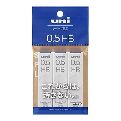 Mitsubishi Pencil Uni Mechanical Pencil Lead 0.5mm HB 3 Packs ULS05403PHB Black, Smudge-Proof, Marker-Resistant, Keeps Notes Clean, Slide Case