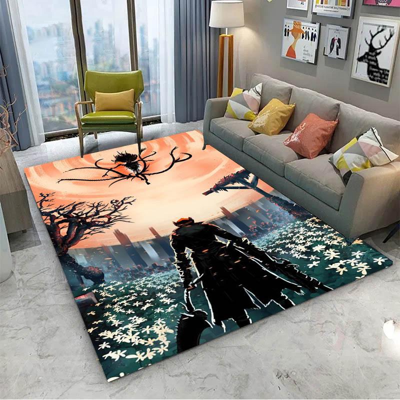 3D B-Bloodborne-S Classic Video Game Cartoon Carpet Rug Art for Room Decor Sofa Halloween Gifts Fans Area Rug Non-slip Floor Mat