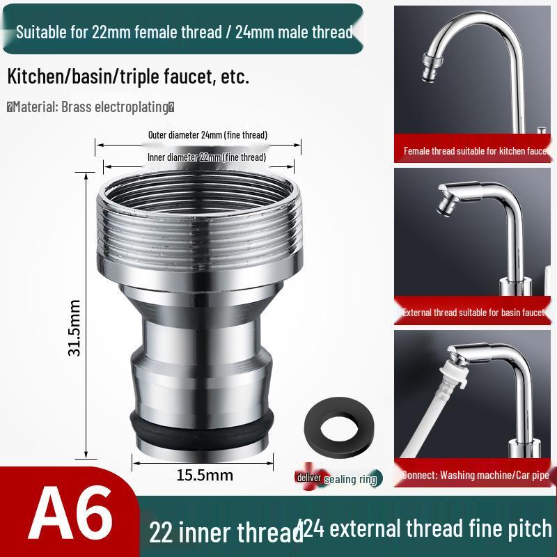 4/6-Minute Faucet Adapter & Spout Converter for Washing Machine Hose