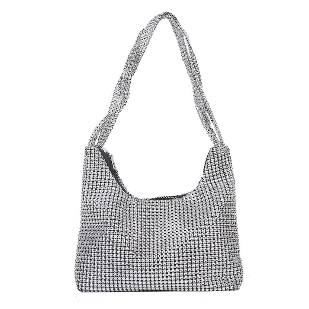 Zarte Umhängetasche für Strass Tasche Clutch Geldbörsen Handtasche Abendtasche Silber Glänzende Unterarmtasche für Valentinstag