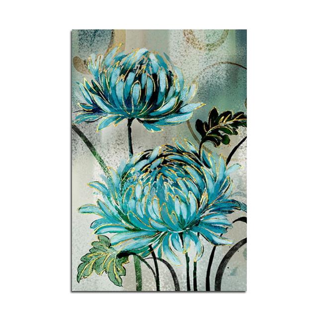 

Абстрактные Синие Цветы Золотой Благородный Декоративный Плакат Современная Скандинавская Картина на Холсте Принт Декор Стены Искусства Картины Для Гостиной Без Рамки 21*30cm