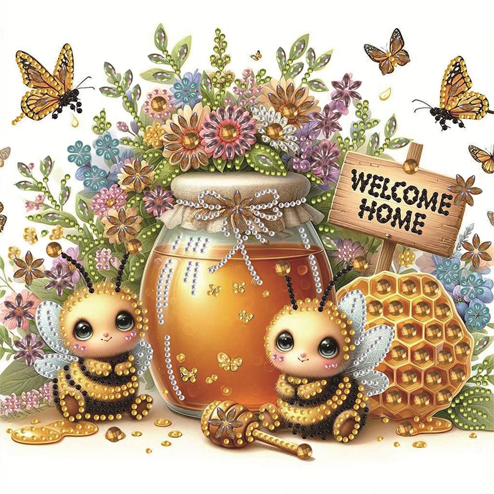 5D DIY Diamond Painting Honeybee Honey Series Partial Special Shaped Drill Diamond Painting Kit Bee Decoration