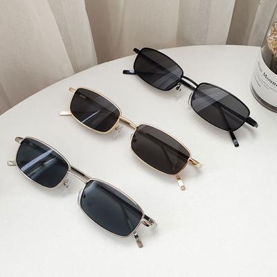 Mode Kleine Rechteckige Sonnenbrille Herren Damen Vintage Quadratische Fahrsonnenbrille Luxusmarke Metallrahmen Brillen