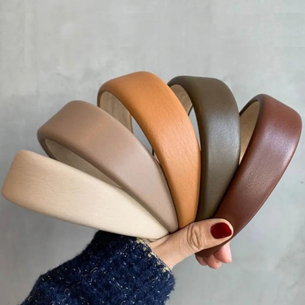 Volume headband, accent hair accessory, daily styling item, cushion worn, thick leather headband ivory