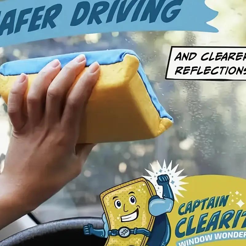 1PCS Multifunctional Car Cleaning Sponge Block Non-woven Double-sided Velvet Sponge Block Car Glass Cleaning and Defogging Sponge Wipe