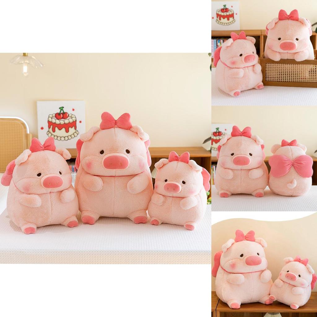 Adorable Pink Pig Plush Toy With Bow Perfect For Birthday Gifts And Collectibles