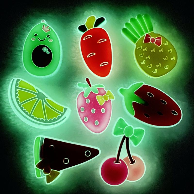 8pcs cute PVC Mixed Luminous fruit flexible glue Flat back DIY Scrapbook Embellishment Phone Craft Decoration D93A