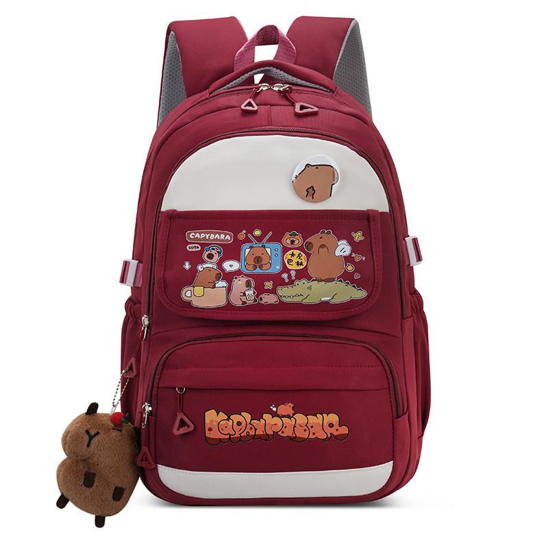 Capybara Cartoon Large Capacity Backpack With Breathable Water Resistant Oxford Fabric For Middle School Students