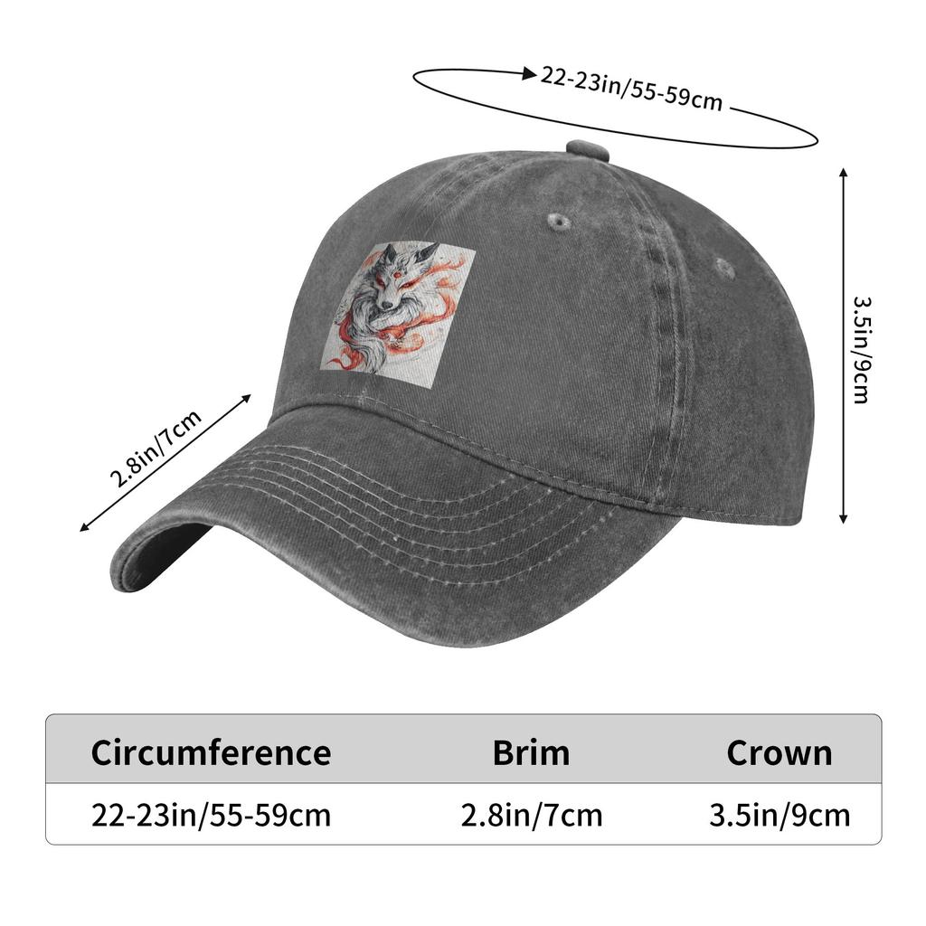 Japanese Okami Wolf Denim Fabric Cap Casual Baseball Caps Adjustable Hat Summer Unisex Baseball Hats