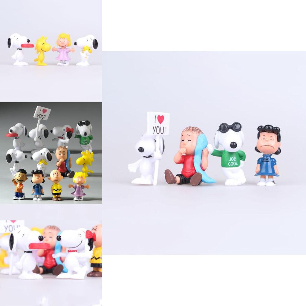 Adorable 12pcs Peanuts Charlie Brown Snoopy Lucy Franklin Figure Cake Topper Set