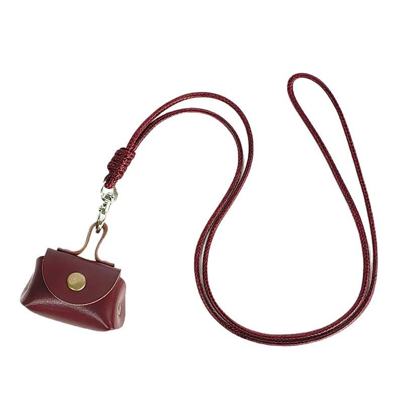 Chic Leather Mini Wallet & Necklace Pendant Earphone Case