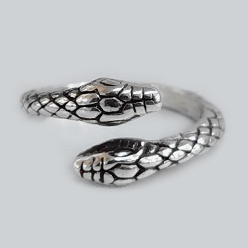 Anello Serpente a Doppia Testa, Anello Trendy Retrò, Gioielli Transfrontalieri Europei e Americani