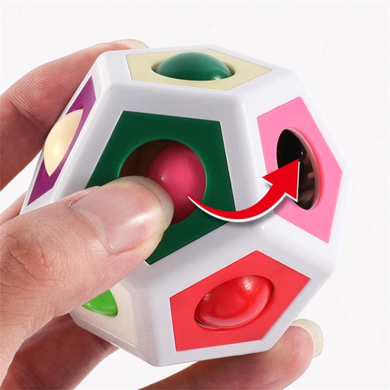 Polygonal Cube Cube Rainbow Ball Pressure Toy Stress Relief Ball Children'S Puzzle Toy Stress Resistant Fingertip Game Gift