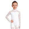 Kids Lace Patchwork Keyhole Back Long Sleeve Leotard Gymnastics Dance Bodysuit for Performance Competition Wear