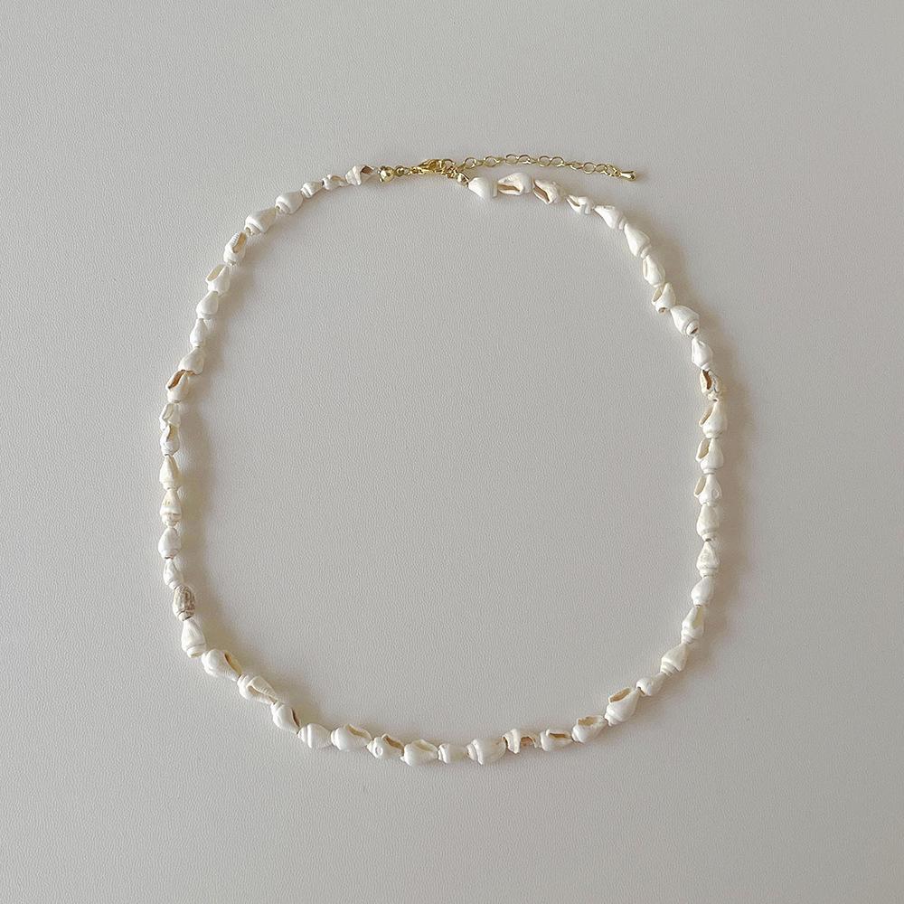 Natural Small Seashell Necklace – Handmade Beaded Choker – Summer Beach Style Versatile Accessory