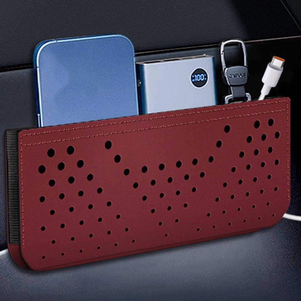 Scratch Resistant Multi-Functional Hanging Bag PU Leather Car Sundries Box  Card Bill Storage