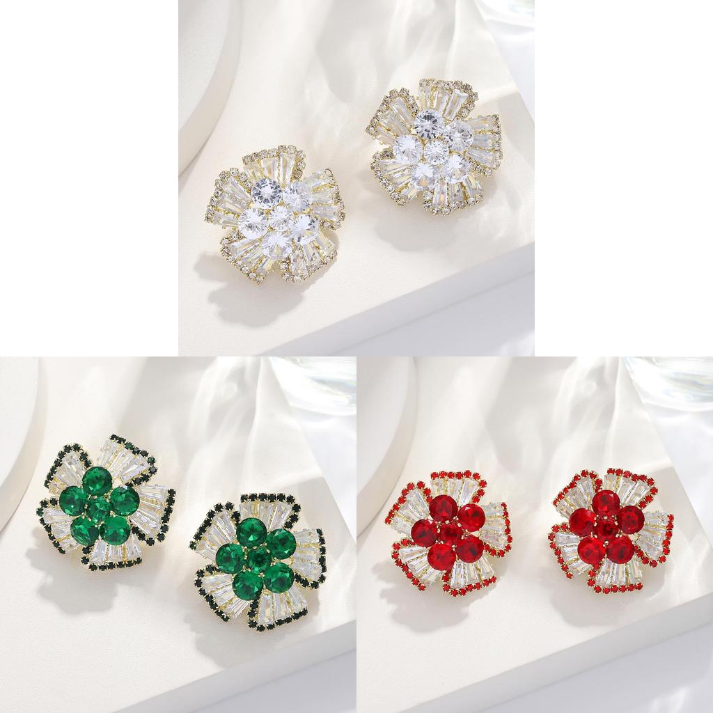 Vintage Flower Ear Studs With Rhinestone Embellishments For Elegant Women