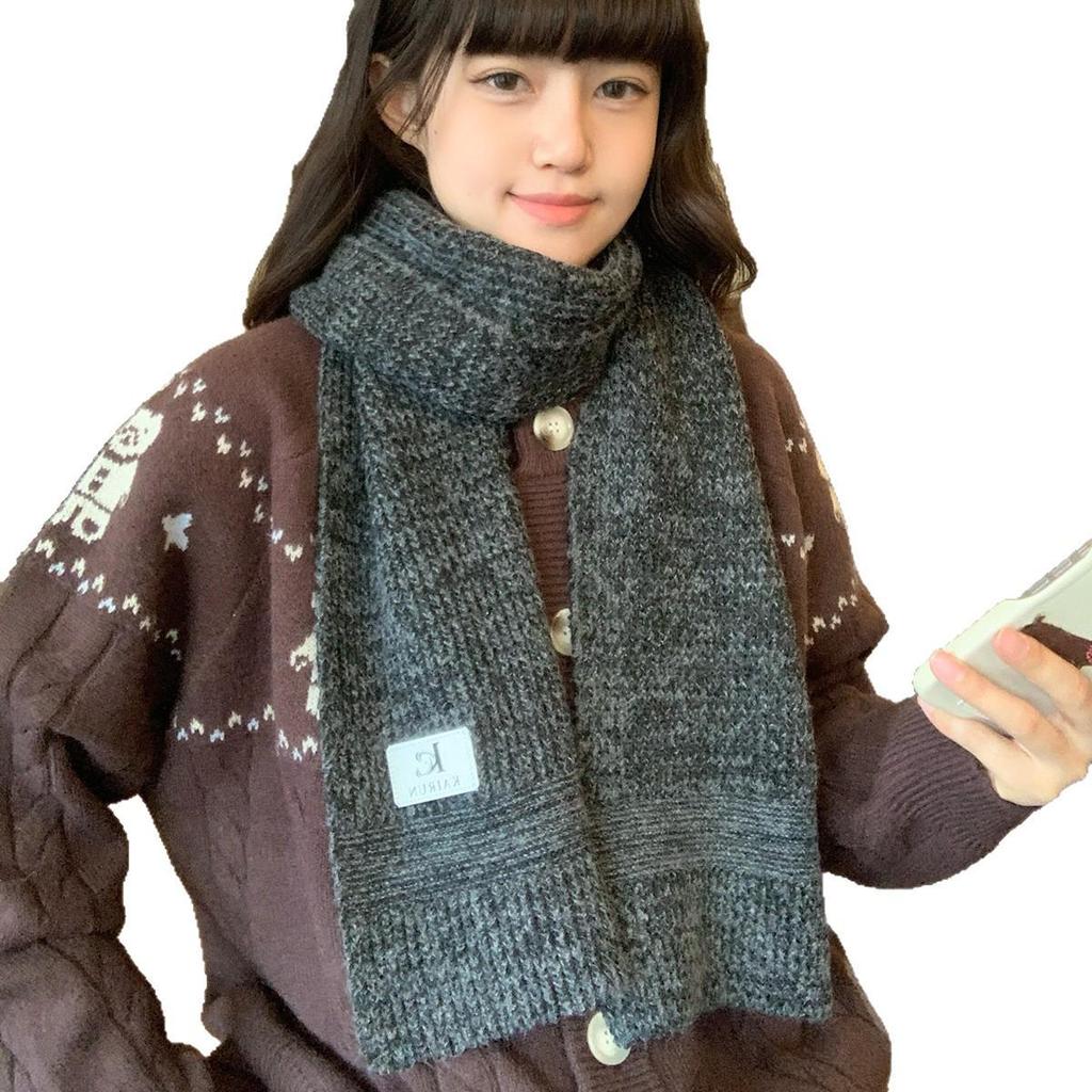 Elegant Wool Knitted Scarf - Thick, Warm, Unisex Neck Warmer for Autumn and Winter