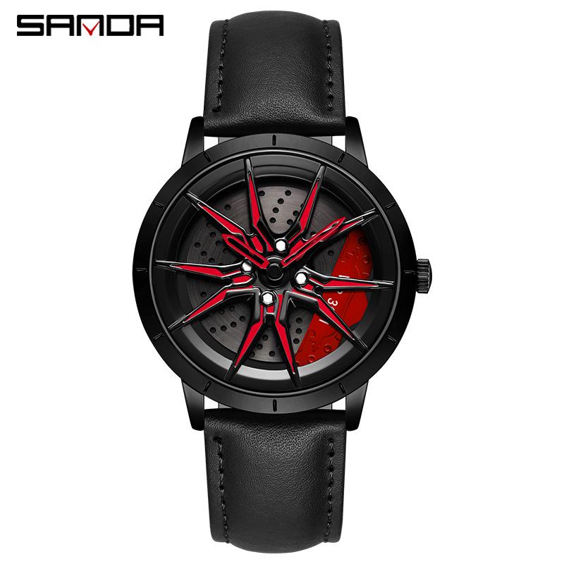 Sanda Men s Racing Concept Quartz Watch with 3D Hollow Dial and Rotating Waterproof Design