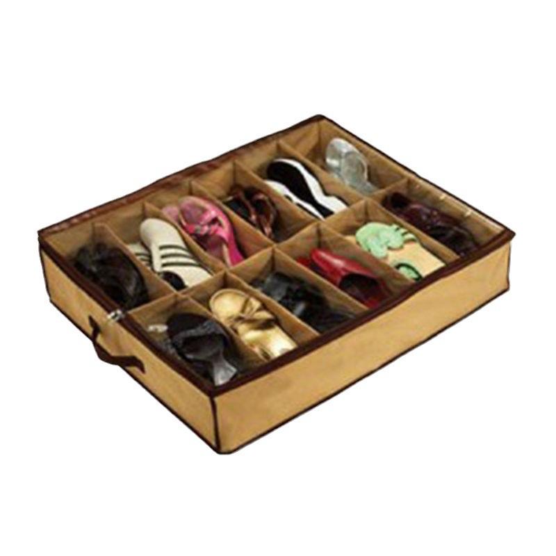 Z12 Transparent 12-Compartment Dustproof & Moisture-Proof Shoe Storage Box for Under-Bed Use