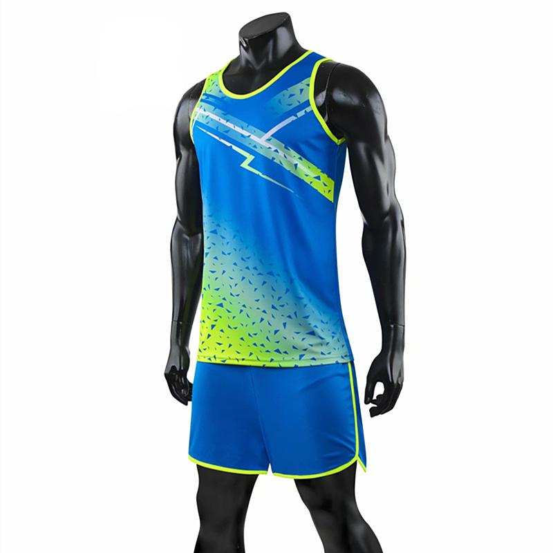 Fashion Men Women Vest+Shorts Breathable Track Field Competition Sportswear Sprint Running Suit Marathon Clothes Running Sets
