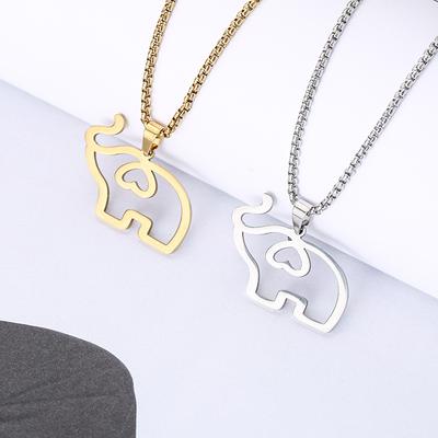 Premium Titanium Steel Baby Elephant Pendant Pearl Necklace Stainless Steel Jewelry Premium Simple Accessories
