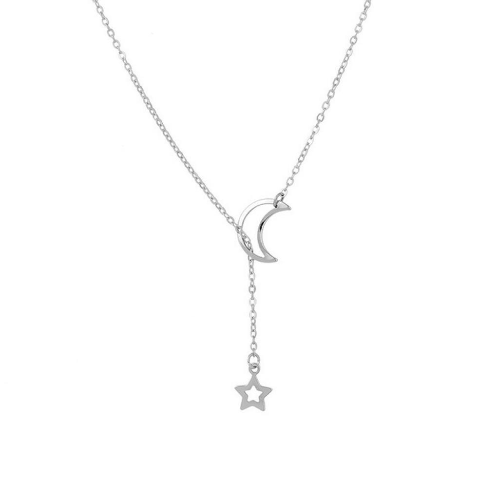 Moon Star Necklace for Women Minimalist Ins Style Clavicle Chain Short Necklace, Elegant Simple Fashion Trend Choker Necklace Jewelry