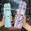 1PC Japanese Samurai Minimal Line Art 750ml Color Plastic Sports Water Bottle Leakproof Flip Straw Lid Suitable for Sports Office Home Use