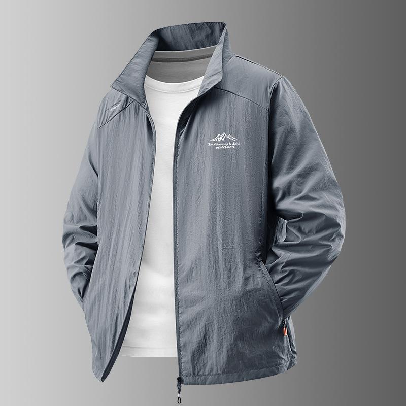 Ice Silk Sunscreen Clothing Men's Summer Thin Simple Color Outdoor Loose Plus Size Hooded Sun-protective Clothing Jacket Coat