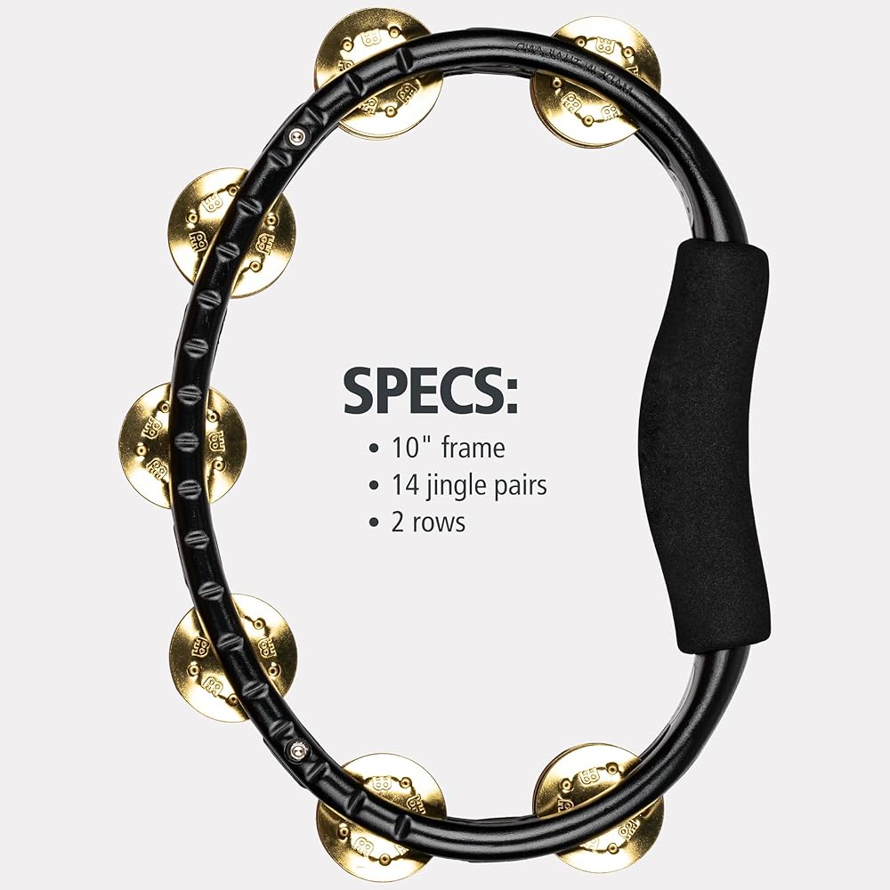 MEINL Percussion Traditional ABS Tambourine with Brass Jingles, Black, TMT1B-BK [Official Japanese Product]