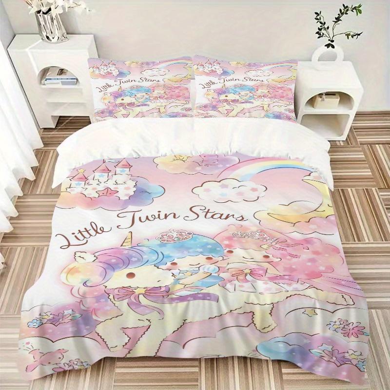 3pcs Little Twin Stars Printed Bedding Set, Soft and Comfortable Quilt Cover for Bedroom, Guest Room (1 Duvet Cover + 2 Pillowcases, Pillow