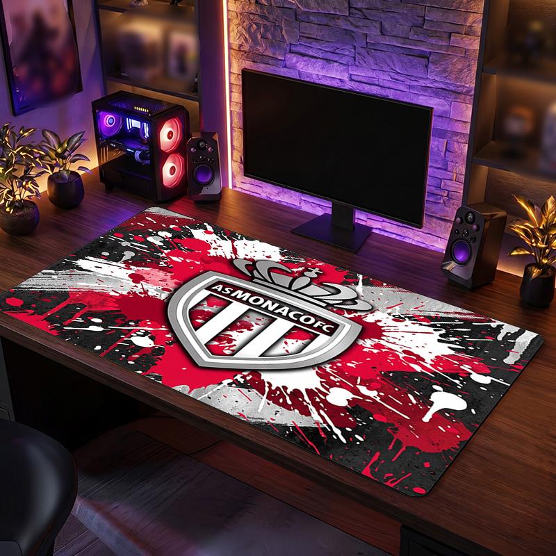 Tappetino Mouse Tema Monaco FC, Design Logo Calcio Tappetino Scrivania Gaming XXL Antiscivolo per Mouse del Computer