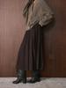 Xu Man Winter Korean Retro High-Waist Pleated A-Line Long Skirt for Women