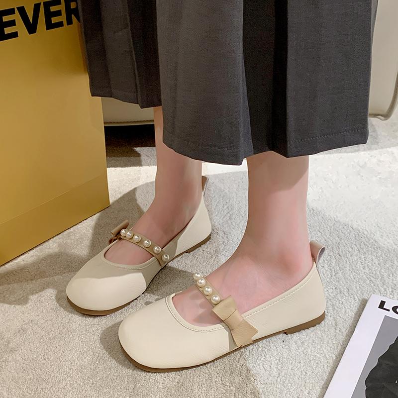 Fashion Bow Bead Women's Flats Soft Shoes Designer Shallow Shoes Fashion Casual Sneaker 2025 Autumn New Shoes Dress Zapatillas De Mujer