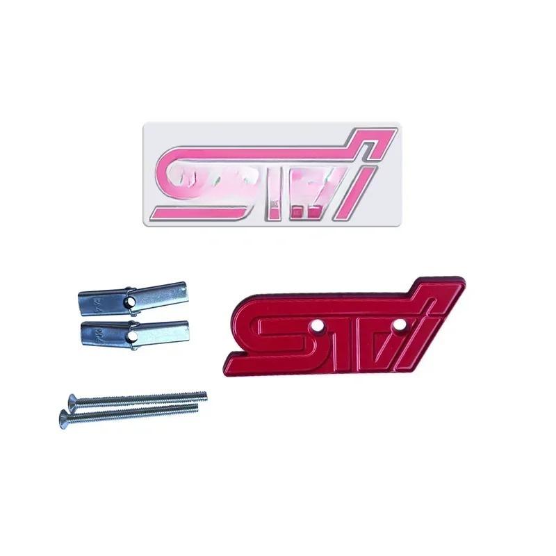 3D Metal STI Car Front Grille Logo Badge Sticker Decoration