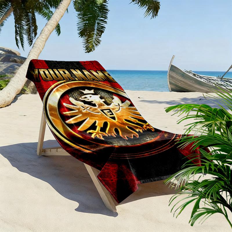 Custom Name Eintracht Frankfurt Print Beach Towel, Large Soft Quick Dry Towel for Beach Camping Swimming