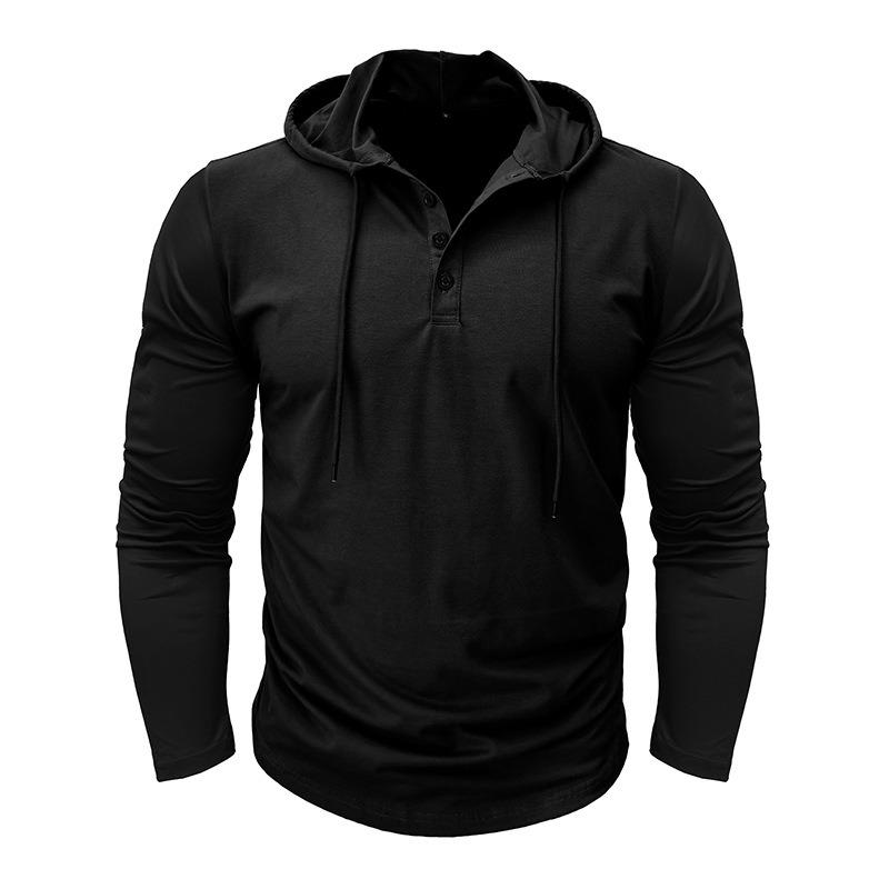 

Men’s Long Sleeve Hooded Henley Shirt M чорний