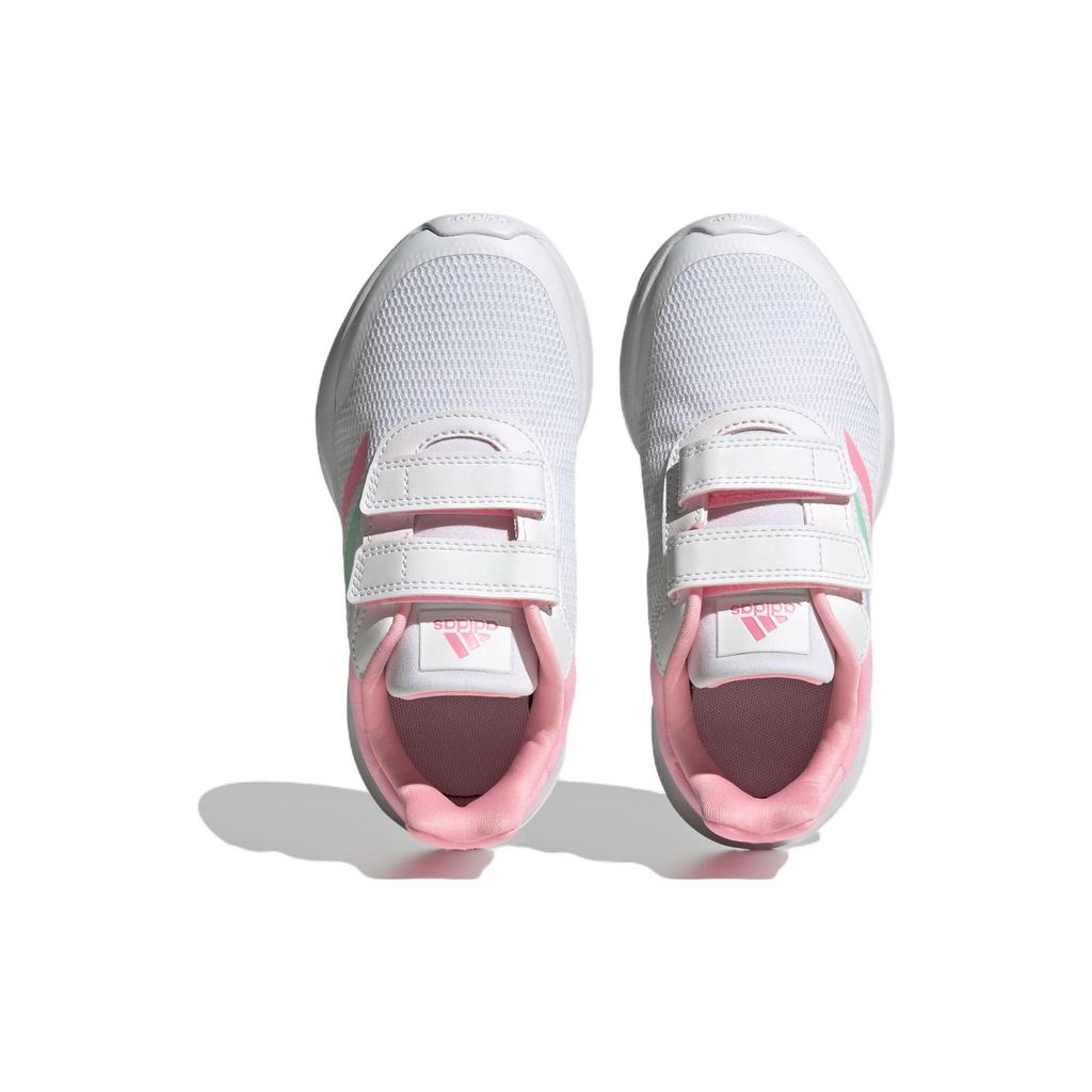 Adidas Tensaurs Velcro Non-Slip Shock Absorbing Durable Lightweight Low-Top Running Shoes Kids Sneakers White Pink H06380
